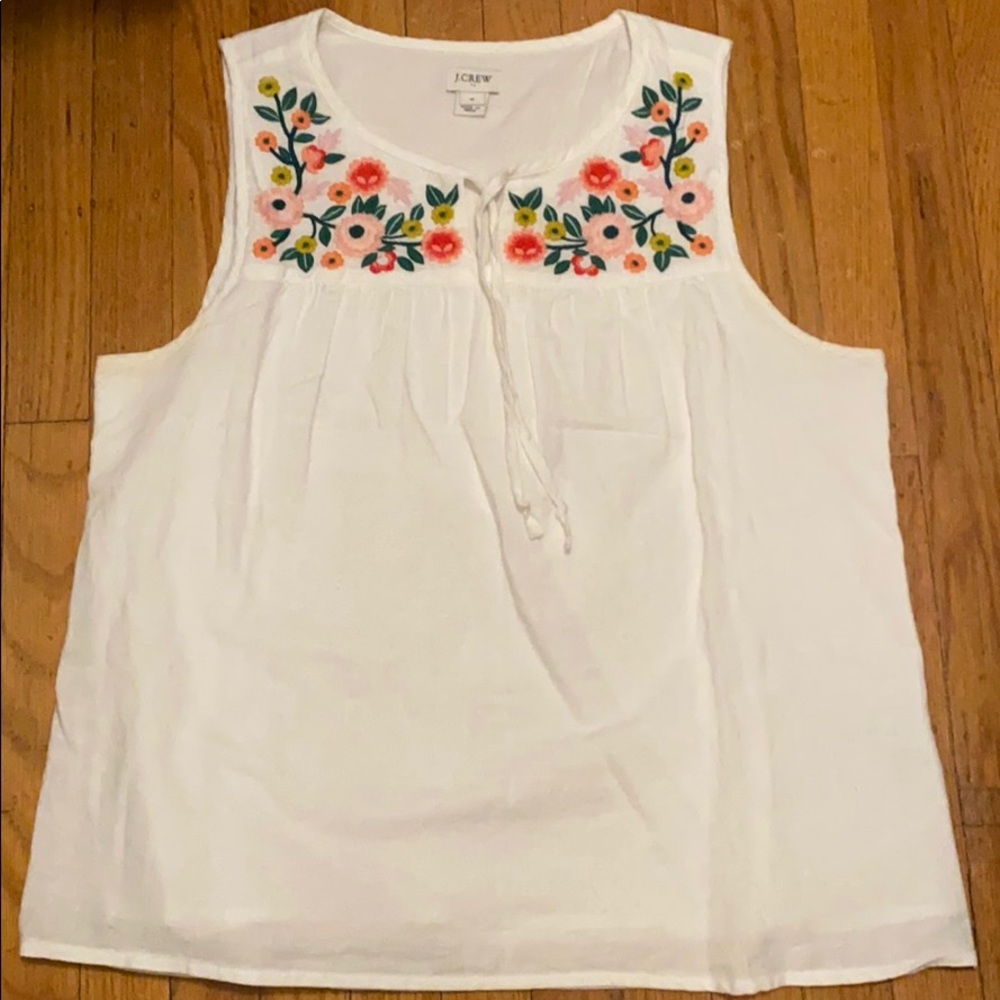 Embroidered White Tank NWOT